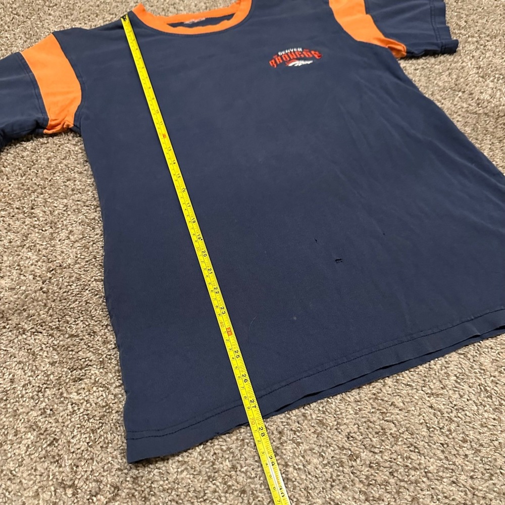 Vintage NFL Denver Broncos Shirt Mens Medium Blue Orange Preowned Small Holes - Picture 4 of 4